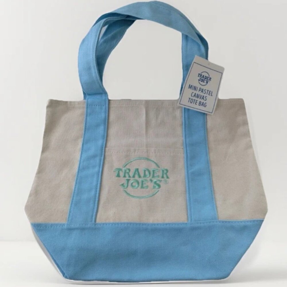 Trader Joe's Mini Pastel Tote in BLUE
